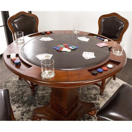 SUNSET INTERNATIONAL TRADE LLC Sunset Trading  CR-87148-TCB 42 in. Bellagio Round Counter Height Dining with Chess & Poker Table - Reversible 3 in 1 Game Top  Distressed Cherry Brown Wood - 5 Pieces CR-87148-TCB